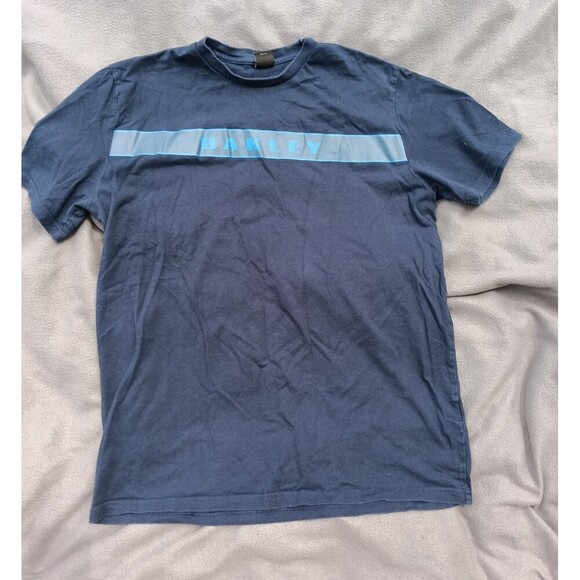 Oakley Other - Oakley Men’s Large Navy Blue Logo Stripe Tee Shirt Short Sleeve Casual